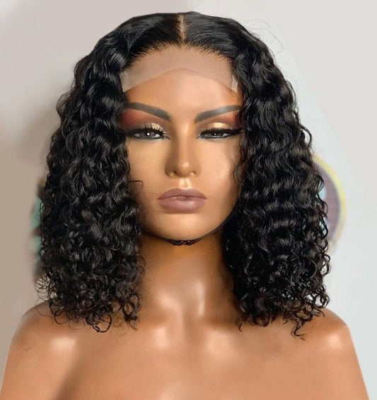 10 Inch Brazilian Deep Wave Curly Bob Wig 4x4 Glueless Lace Closure Wigs
