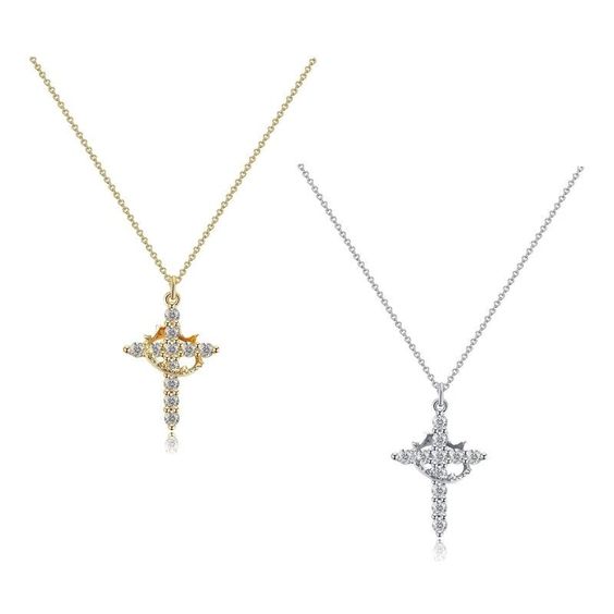 Cross with Crown Pendant Necklaces with Chain