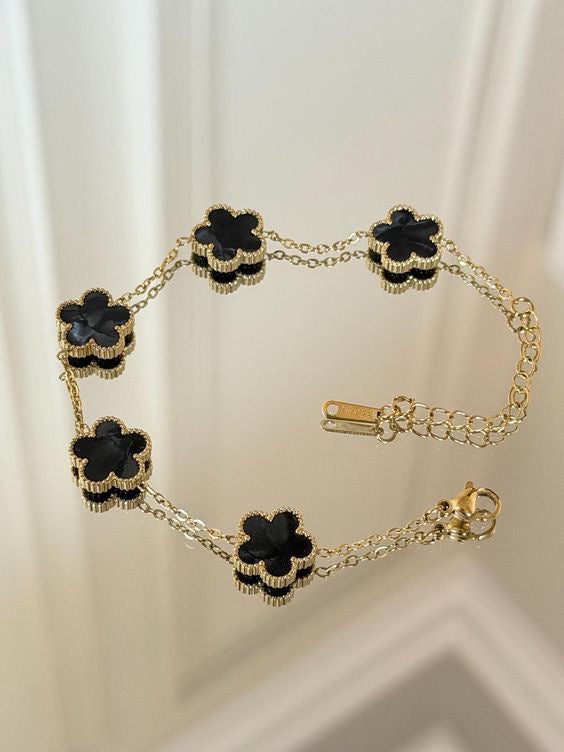 Four Leaf Clover Charm Bracelet  and Earrings Set