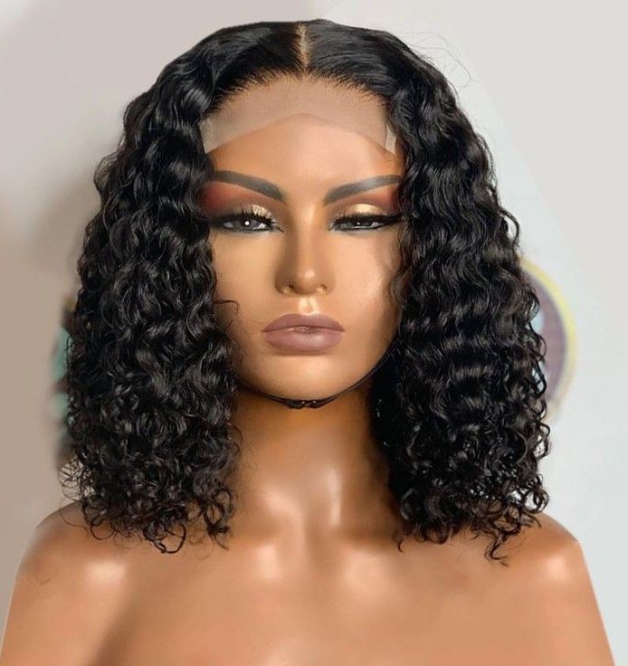 10 Inch Brazilian Deep Wave Curly Bob Wig 4x4 Glueless Lace Closure Wigs