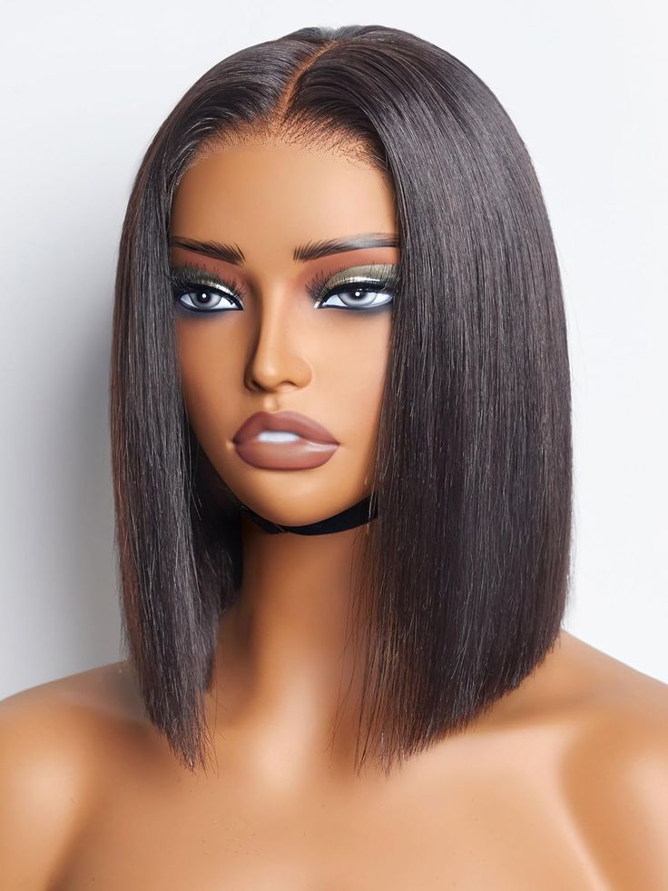 Bresilienne 10"Brazilian Hair Glueless Frontal Lace Short Straight Bob Wig