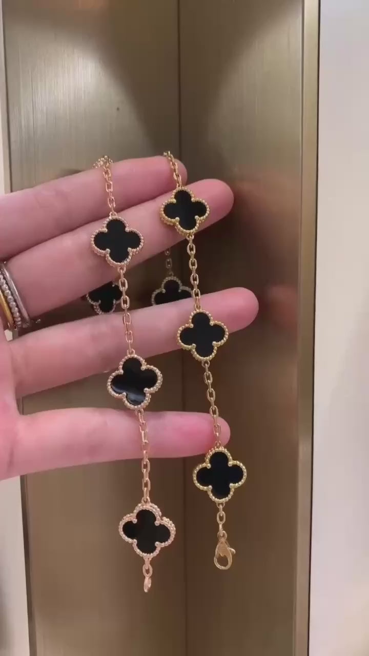 Four Leaf Clover Charm Bracelet  and Earrings Set